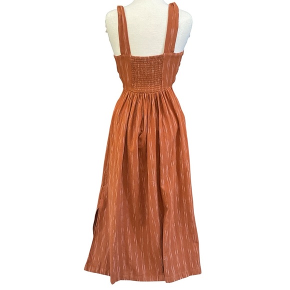 Free People Caldasi Midi Dress Tie & Button Front Bronze Size XS - Picture 3 of 7